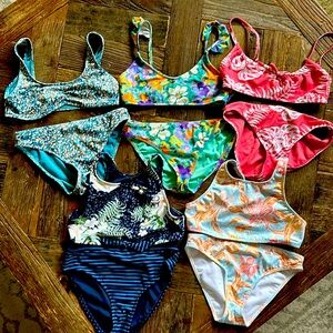 LOT OF:Four Roxy and one O’Neill size 10 GIRLS 2 piece bathing suits.Gently used